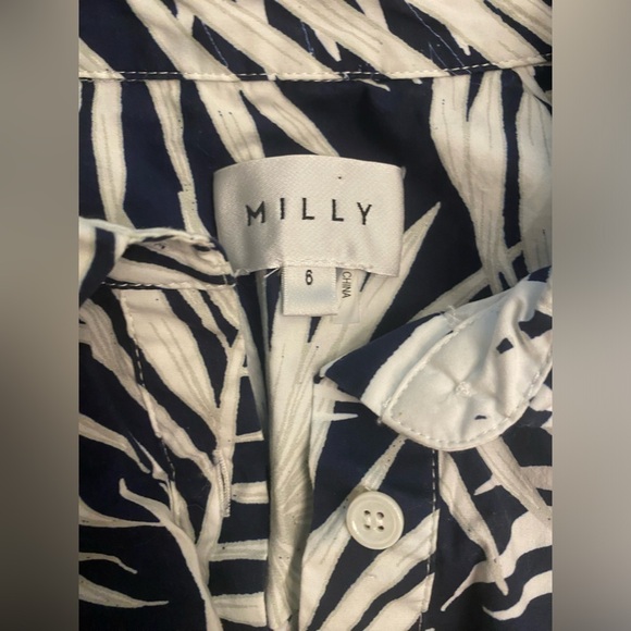 Milly Maxwell Leaf-Print Cap-Sleeve Dress Size 6 - Picture 9 of 9